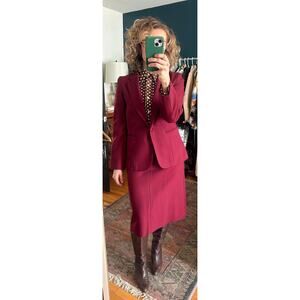 Vintage Levi Strauss & Co Maroon Blazer and Skirt Suit Set Size Small